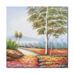 Tablou GIGANT pictat manual, Peisaj din natura, 100x100cm ulei pe panza