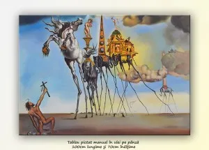 Ispitirea Sfantului Anton, repro Salvador Dali, pictura ulei pe panza 100x70cm