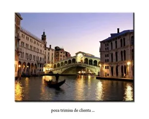 Pictura Venetia - podul Rialto, ulei pe panza in cutit 60x50cm - la comanda. Poza 65728