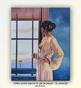 Baby, bye bye - tablou pictat manual ulei pe panza - repro Jack Vettriano, 60x48cm. Poza 71802